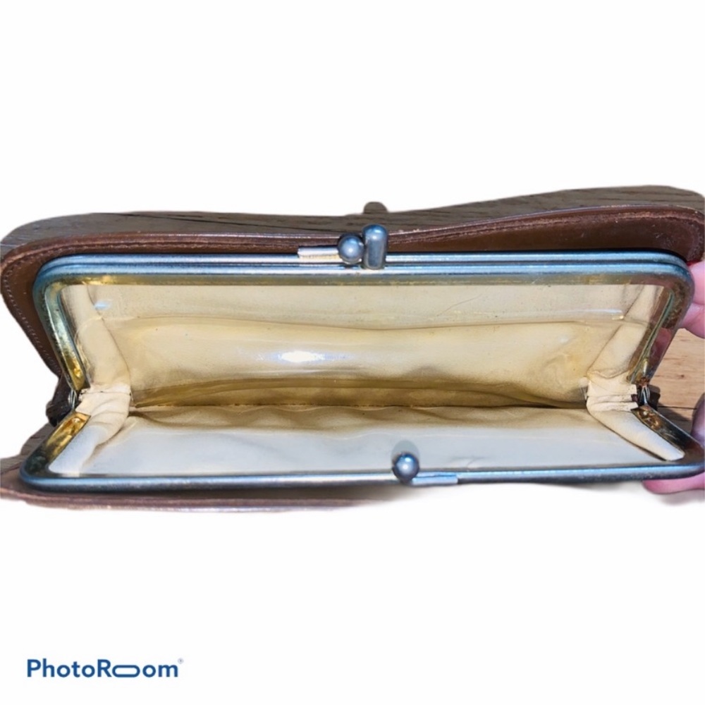 Amity Vintage Leather Tweed Clutch Wallet - Picture 3 of 8